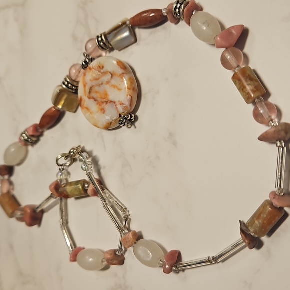 Handcrafted Rhodonite Multi-Stone Necklace - Picture 3 of 3